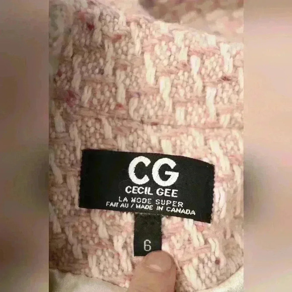 1970s CECIL GEE Pink White Mod Check  Tweed Wool Boucle Overcoat Medium Canada - Picture 8 of 12